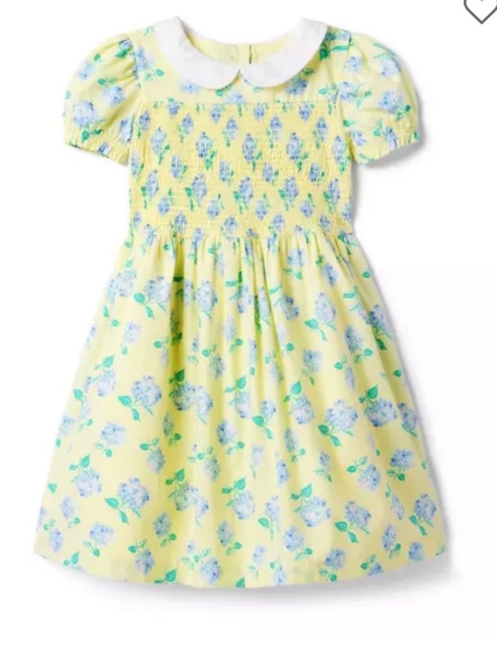 Janie and Jack Yellow Floral Smocked Dress with White Peter Pan Collar